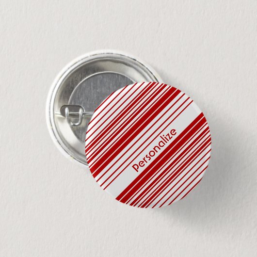 赤と白のはっか菓子は名前と縞で飾ります 缶バッジ (正面&裏面)
