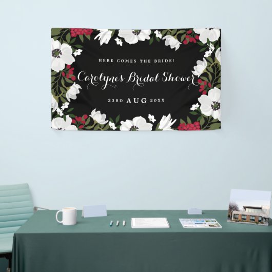 赤と白のアネモン開花ブライダルシャワーバナー 横断幕 (トレードショー)