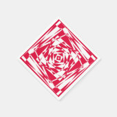 赤と白のアブストラクトナプキン - モダンイリュージョン スタンダードカクテルナプキン (角)