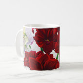 赤と白のアマリリス2008年 コーヒーマグカップ (正面左)