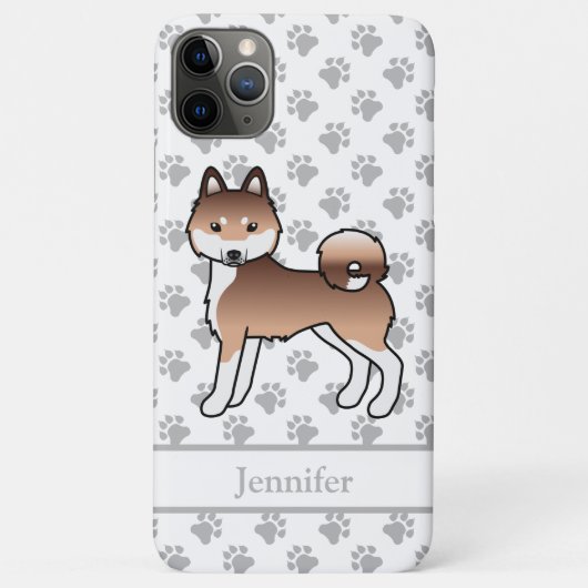 赤と白のアラスカン・クリー・カイ かわいい犬と名前 Case-Mate iPhoneケース (裏面)