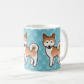 赤と白のアラスカン・マラミュートの犬のイラスト コーヒーマグカップ (正面右)