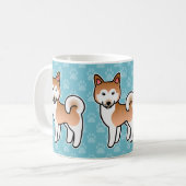 赤と白のアラスカン・マラミュートの犬のイラスト コーヒーマグカップ (正面左)