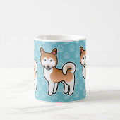 赤と白のアラスカン・マラミュートの犬のイラスト コーヒーマグカップ (中央)