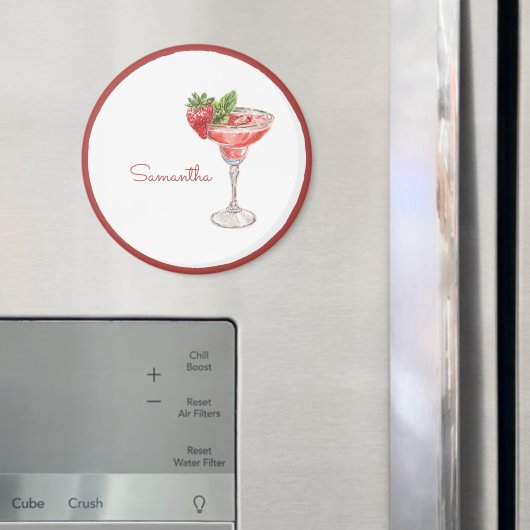 赤と白のイチゴカクテル飲料 マグネット (インサイチュ (冷蔵庫))