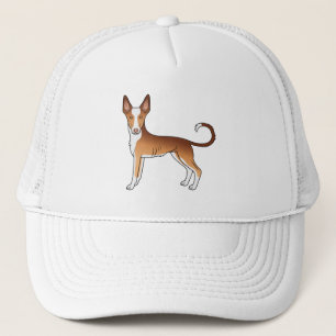 赤と白のイビサンハウンド スムースコート カートゥーン 犬 キャップ