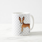 赤と白のイビサンハウンド スムースコート 犬と肉球 コーヒーマグカップ (正面右)