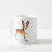 赤と白のイビサンハウンド スムースコート 犬と肉球 コーヒーマグカップ (正面左)