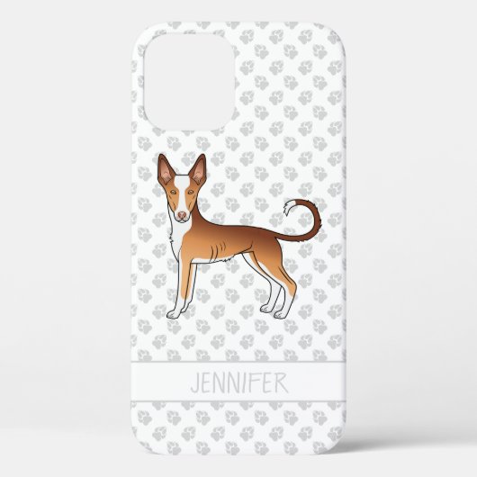 赤と白のイビサンハウンド スムースコート 犬 名前入り Case-Mate iPhoneケース (裏面)
