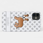 赤と白のイングリッシュ・スタッフィー・ドッグ + 名前 Case-Mate iPhoneケース (裏面(横))