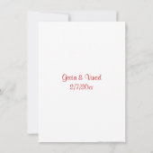 赤と白のインドの結婚式 招待状 (裏面)