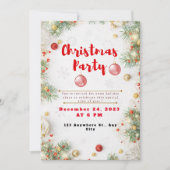 赤と白のエレガントなクリスマスパーティー招待状 シーズンカード (正面)