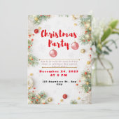 赤と白のエレガントなクリスマスパーティー招待状 シーズンカード (スタンド正面)
