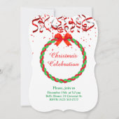 赤と白のエレガントなクリスマス 招待状 (正面)