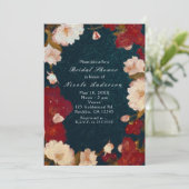 赤と白のエレガントなモダンチックな花柄の招待状 招待状 (スタンド正面)