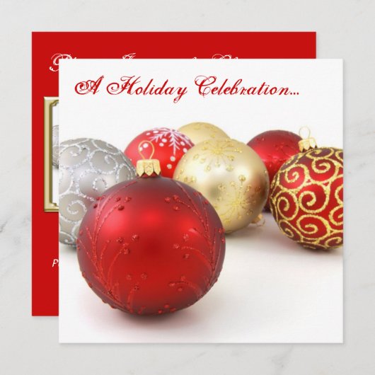 赤と白のカスタムなクリスマスの招待状カード 招待状 (正面/裏面)