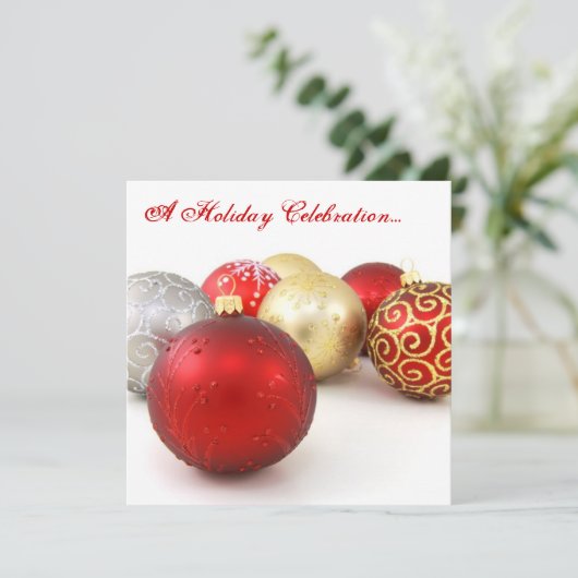 赤と白のカスタムなクリスマスの招待状カード 招待状 (スタンド正面)