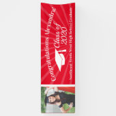 赤と白のカスタム写真8'ワイド卒業バナー 横断幕 (縦)