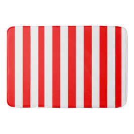 赤と白のカバナ ストライプ バスマット