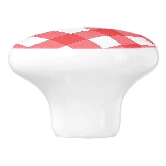 赤と白のカントリージンガ市松模様にム市松模様に セラミックノブ (側面)