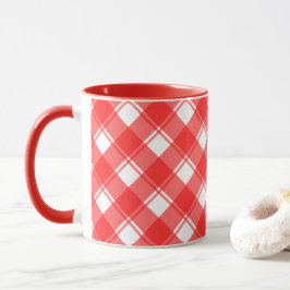 赤と白のカントリー ストライプ ブレイド コーヒーマグ マグカップ