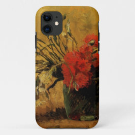 赤と白のカーネーションの花瓶 iPhone 11 ケース