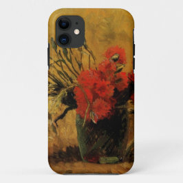 赤と白のカーネーションの花瓶 iPhone 11 ケース