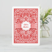 赤と白のカ遊ード結婚式招待状ハート 招待状 (スタンド正面)