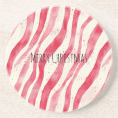 赤と白のキャンディケーン クリスマス コースター (正面)