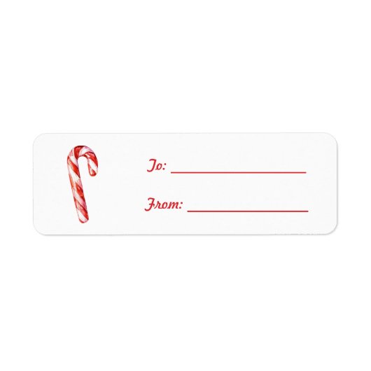 赤と白のキャンディケーン クリスマス ラベル (正面)