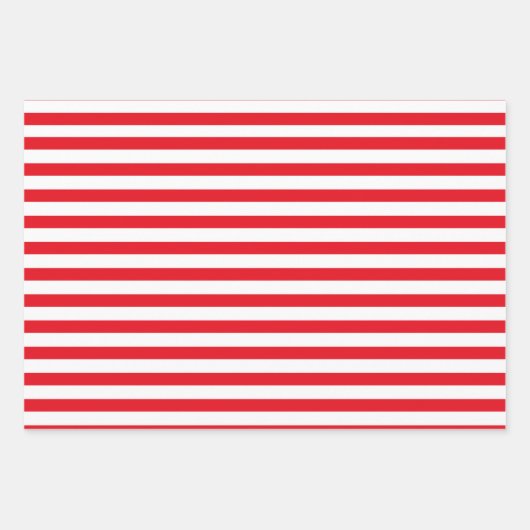 赤と白のキャンディストライプー・ケーン・クリスマス ラッピングペーパーシート (正面)