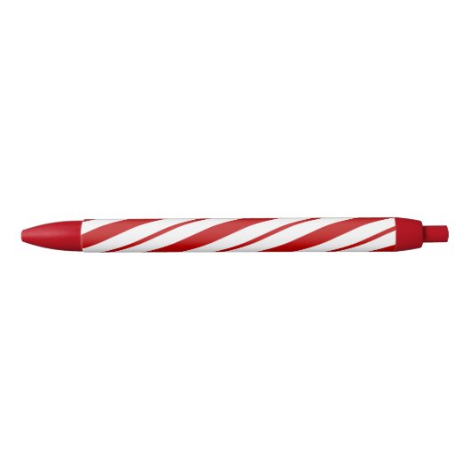 赤と白のキャンディーケーンのストライプクリスマス 黒ボールペン (正面)