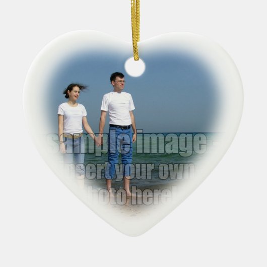 赤と白のキャンディーケーンカスタムクリスマスオーナメント セラミックオーナメント (正面)