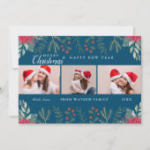 赤と白のキャンディーケーンホリデーフォトコラージュカード シーズンカード (正面)