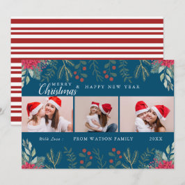 赤と白のキャンディーケーンホリデーフォトコラージュカード シーズンカード