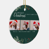 赤と白のキャンディーケーンホリデーフォトコラージュセラム セラミックオーナメント (右)