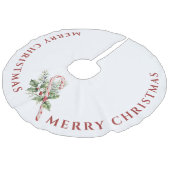 赤と白のキャンディーケーン、メリークリスマス フェイクリネンツリースカート (アングル)