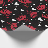 赤と白のキューピッドパターンバレンタイン ラッピングペーパー (角)