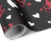 赤と白のキューピッドパターンバレンタイン ラッピングペーパー (ロールコーナー)