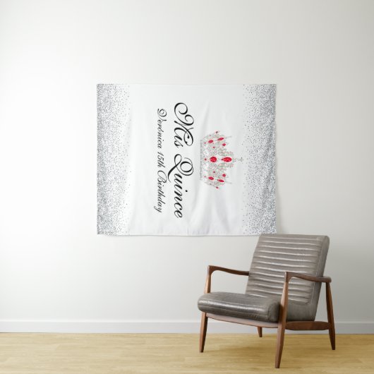 赤と白のキンセアニエラ フォトブース タペストリー (インサイチュ(横))