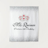 赤と白のキンセアニエラ フォトブース タペストリー (正面)