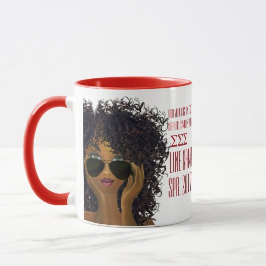 赤と白のギリシャの女子学生クラブのギフト マグカップ (左)