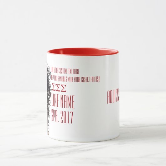 赤と白のギリシャの女子学生クラブのギフト マグカップ (中央)