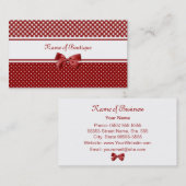 赤と白のギンガムおよび水玉模様のブティック 名刺 (正面/裏面)