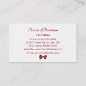 赤と白のギンガムおよび水玉模様のブティック 名刺 (裏面)