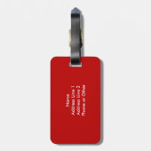 赤と白のギンガムのモノグラムのな荷物のラベル ラゲッジタグ (裏面縦)