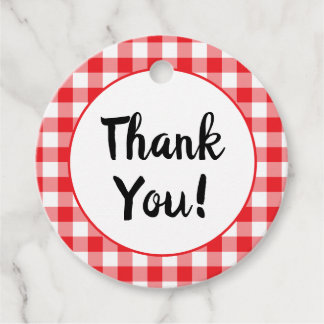 赤と白のギンガムの感謝 フェイバータグ