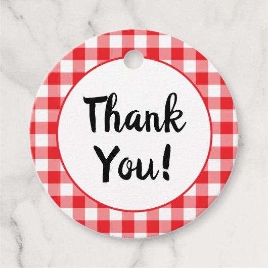 赤と白のギンガムの感謝 フェイバータグ (正面)