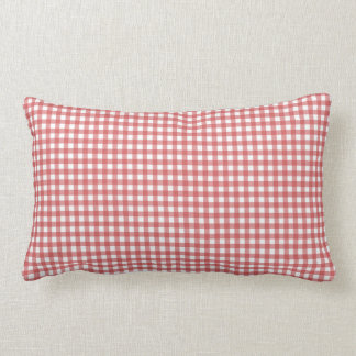 赤と白のギンガムの枕 ランバークッション