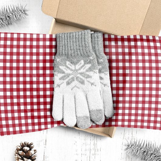 赤と白のギンガムチェックのクリスマス 薄葉紙